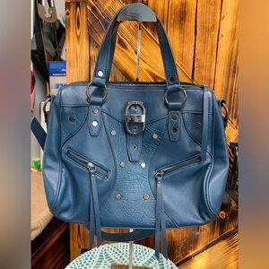 JESSICA SIMPSON Navy Leather Satchel